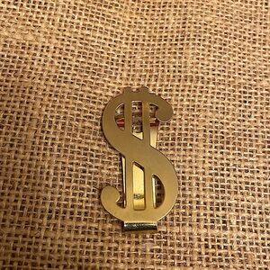 Men’s Gold Color Dollar Sign Money Bills Clip Size 2’ inches.